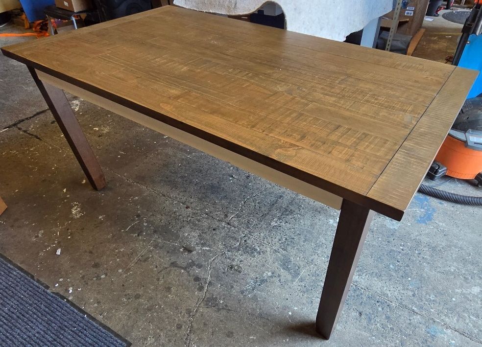 Rustic Farmhouse Dining Table / Desk with Distressed Plank Top & Tapered Legs