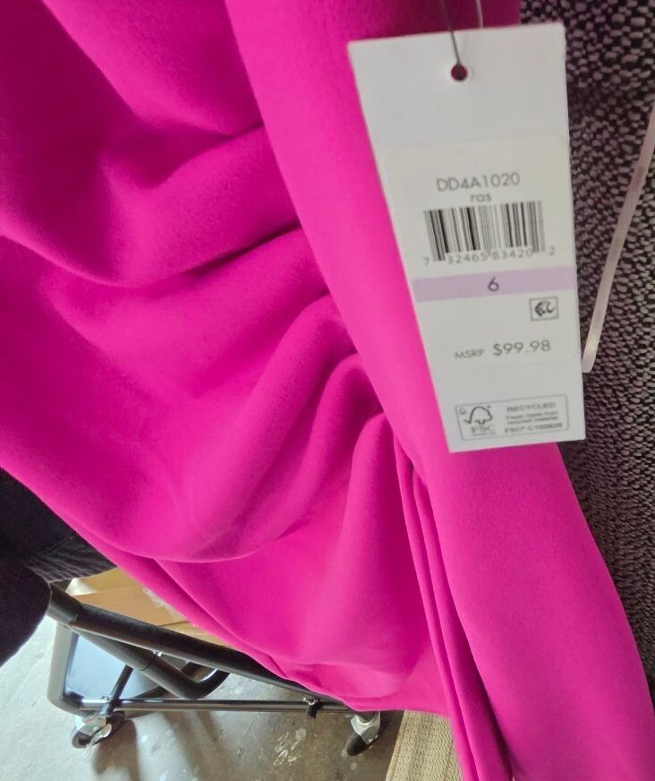 DKNY Women’s Short Puff Sleeve Ruched Sheath Dress (Raspberry Pink / Size 6)
