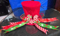 Large Red Velvet Peppermint Candy Top Hat Christmas Tree Topper / Centerpiece