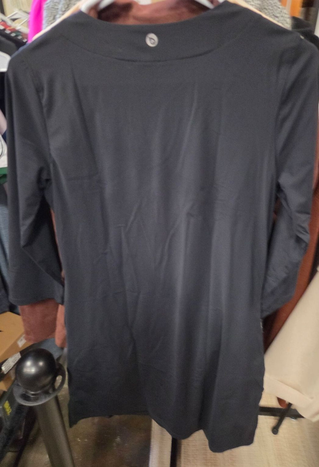 Women's UPF 50+ Sun Protection Notch Neck Tunic Top / Cover-Up (Black, Size XS)