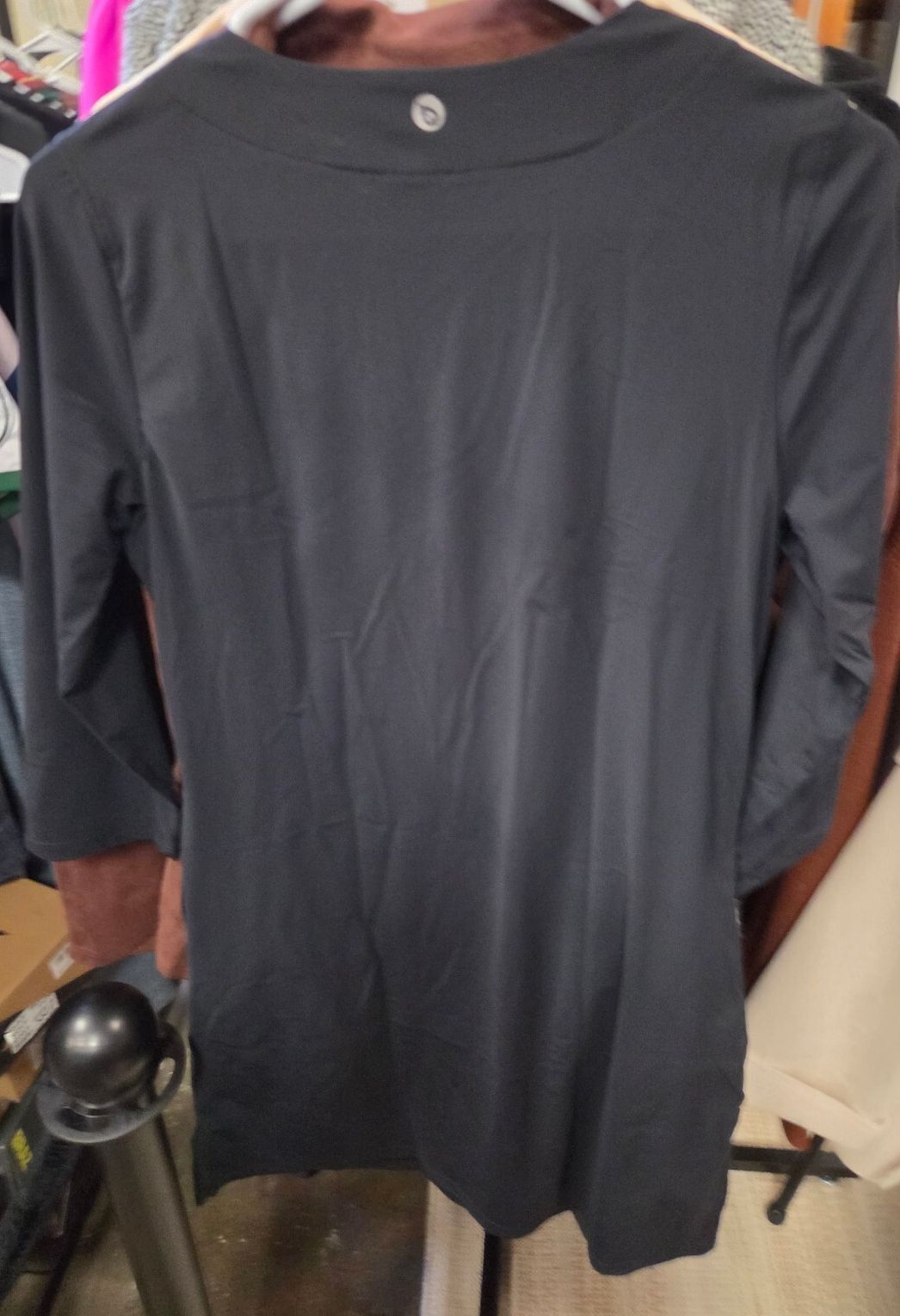 Women's UPF 50+ Sun Protection Notch Neck Tunic Top / Cover-Up (Black, Size XS)