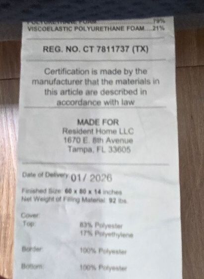 Nectar Luxe Memory Foam Queen mattress, Like New Condition