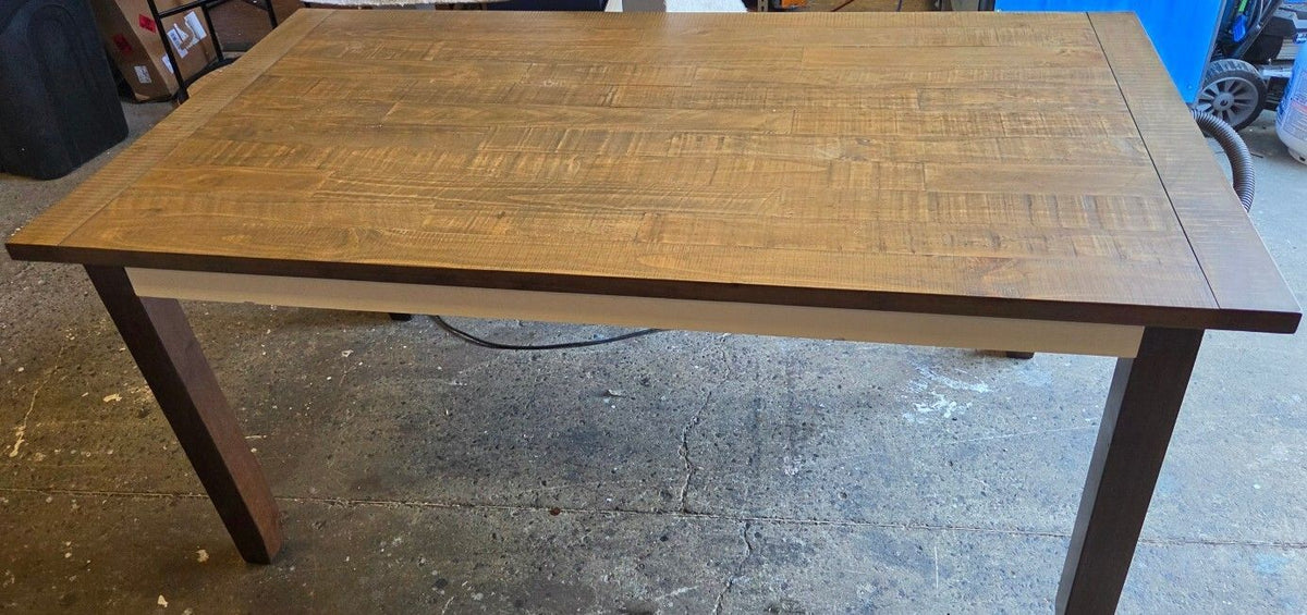 Rustic Farmhouse Dining Table / Desk with Distressed Plank Top & Tapered Legs
