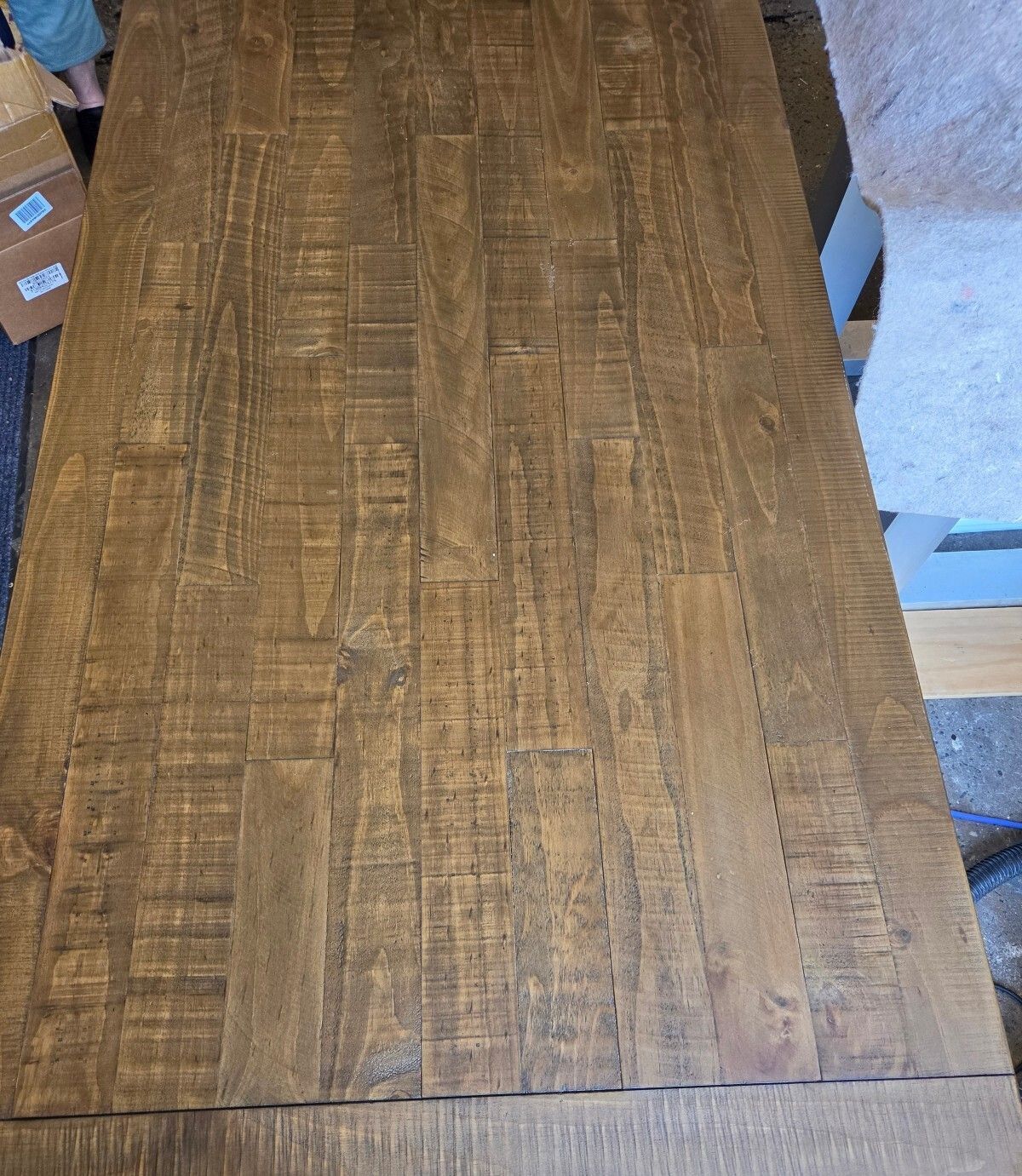 Rustic Farmhouse Dining Table / Desk with Distressed Plank Top & Tapered Legs