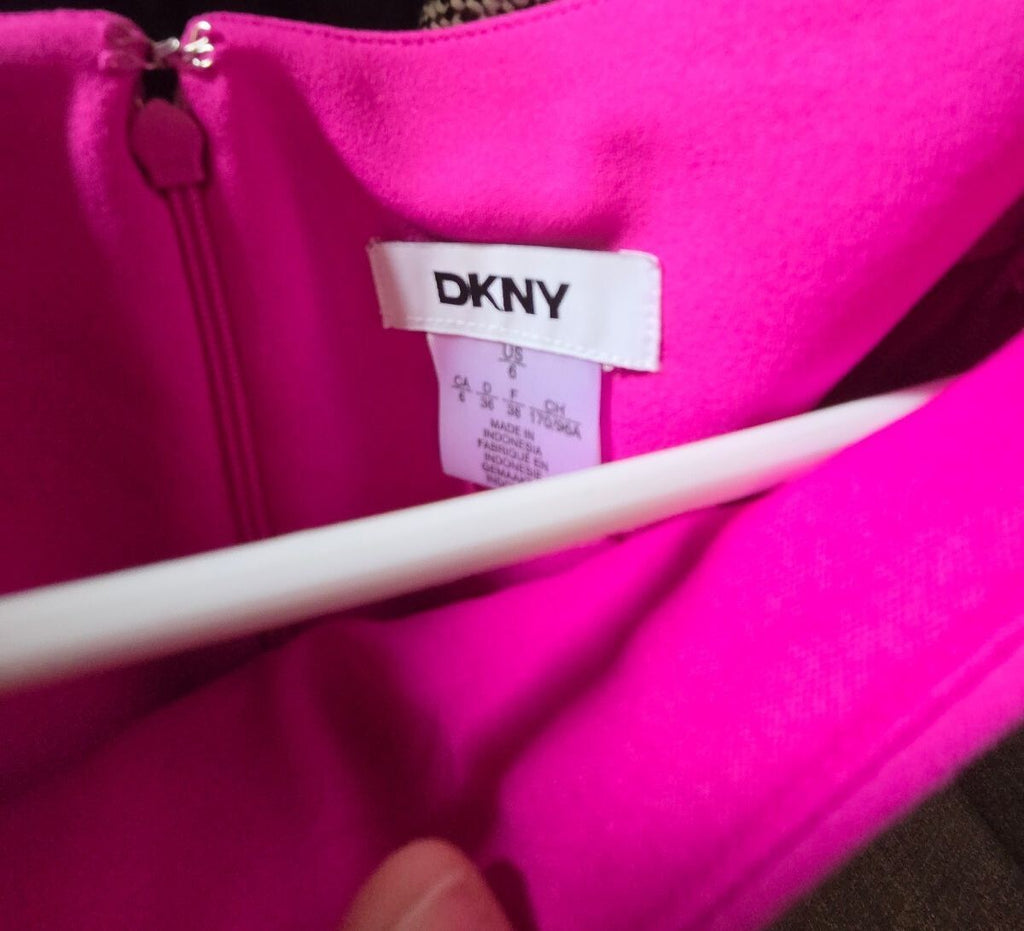 DKNY Women’s Short Puff Sleeve Ruched Sheath Dress (Raspberry Pink / Size 6)
