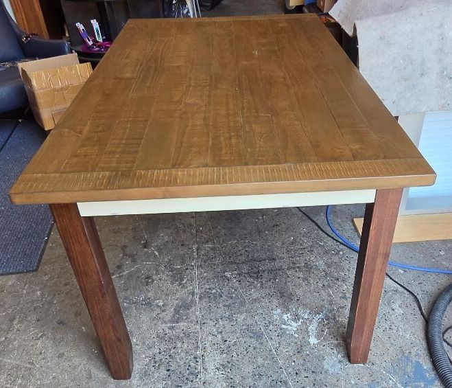 Rustic Farmhouse Dining Table / Desk with Distressed Plank Top & Tapered Legs