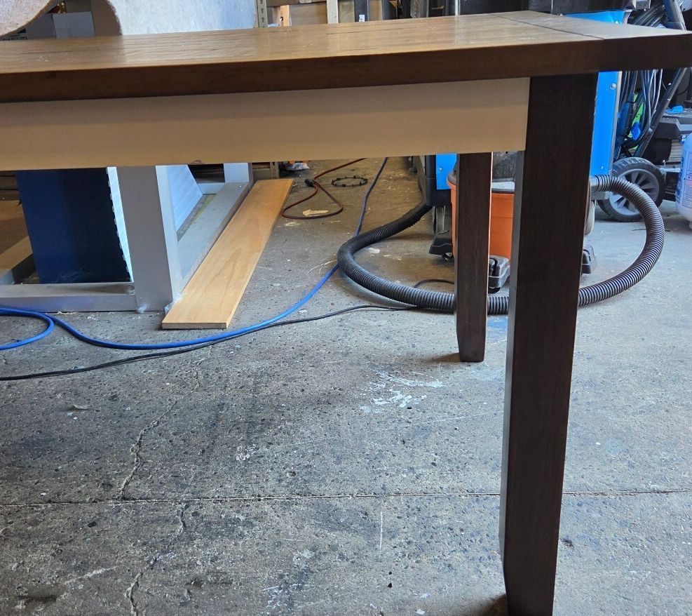 Rustic Farmhouse Dining Table / Desk with Distressed Plank Top & Tapered Legs
