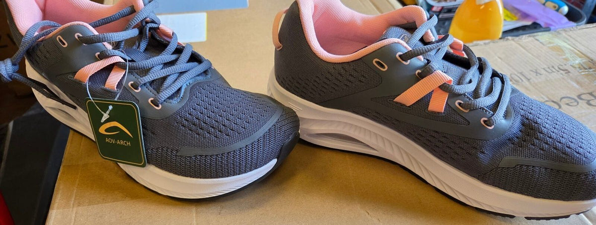 AOV-ARCH Women’s Orthopedic Walking & Running Shoes, Women’s 8 / Grey & Pink