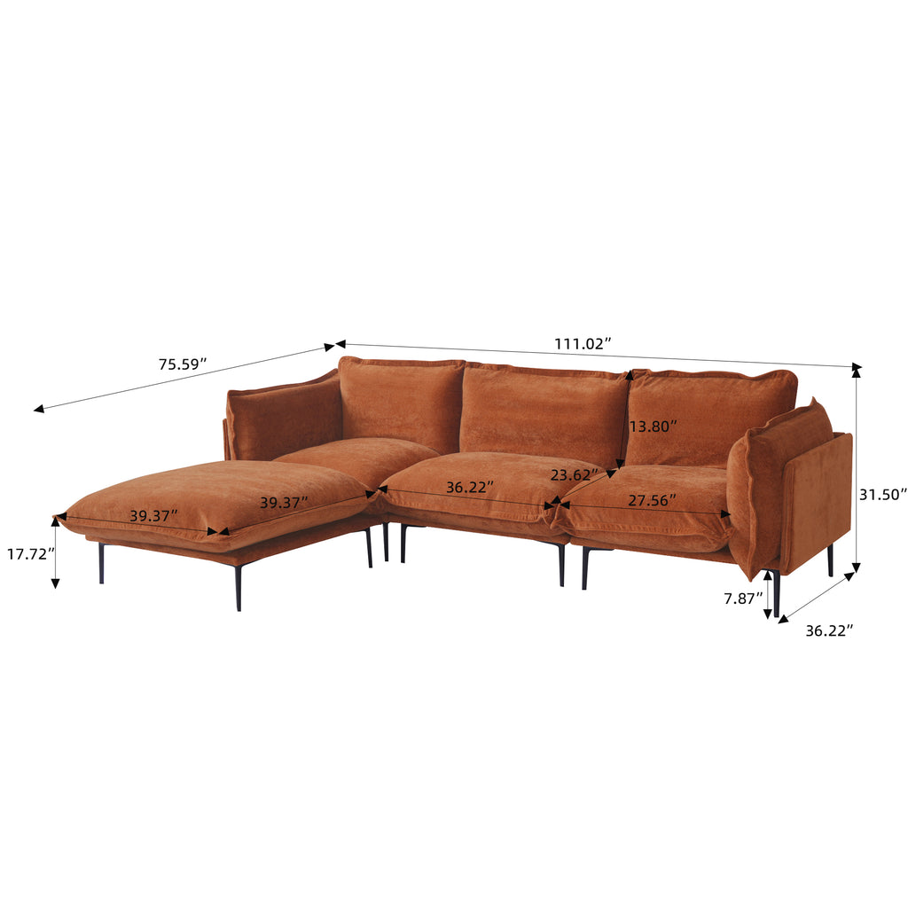 Minimalist Modular Sofa with Ottoman