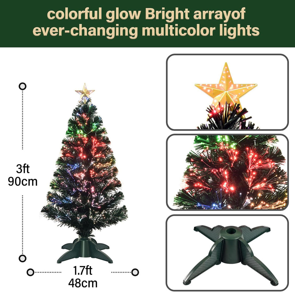3ft Pre-Lit Fiber Optic Artificial Christmas Tree with Top Star