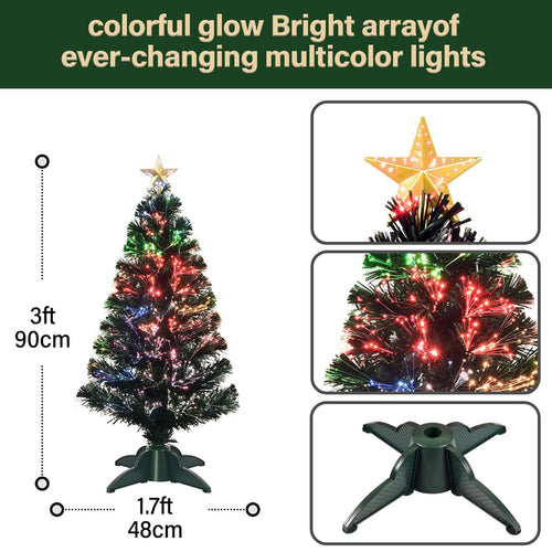 3ft Pre-Lit Fiber Optic Artificial Christmas Tree with Top Star