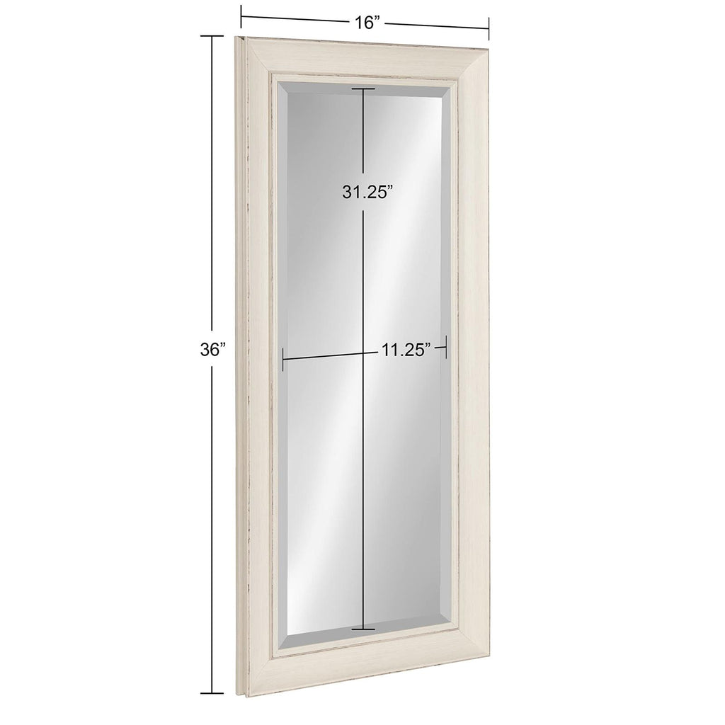 Kate and Laurel Macon Framed Wall Panel Beveled Mirror, 16x36, Rustic White