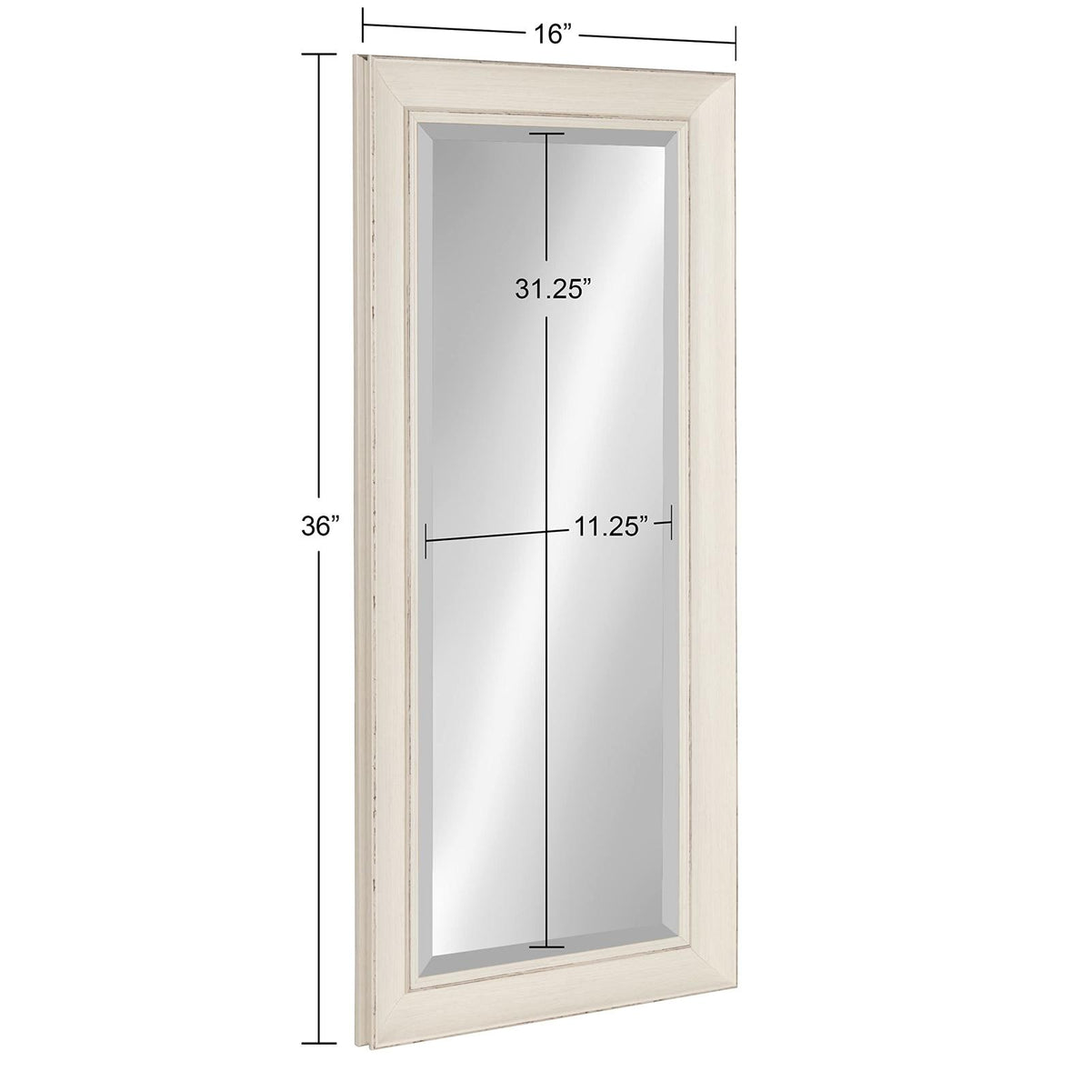 Kate and Laurel Macon Framed Wall Panel Beveled Mirror, 16x36, Rustic White