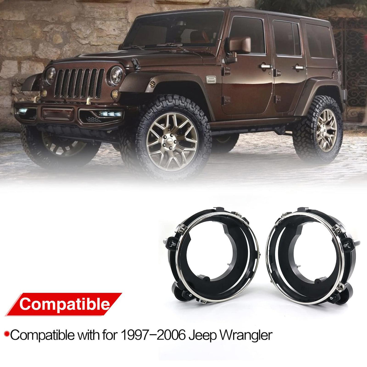 Headlight Bulb Brackets Buckets For 1997-2006 Jeep Wrangler, Part Number 110383 110384