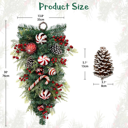 30" Christmas Teardrop Winter Garland, like new
