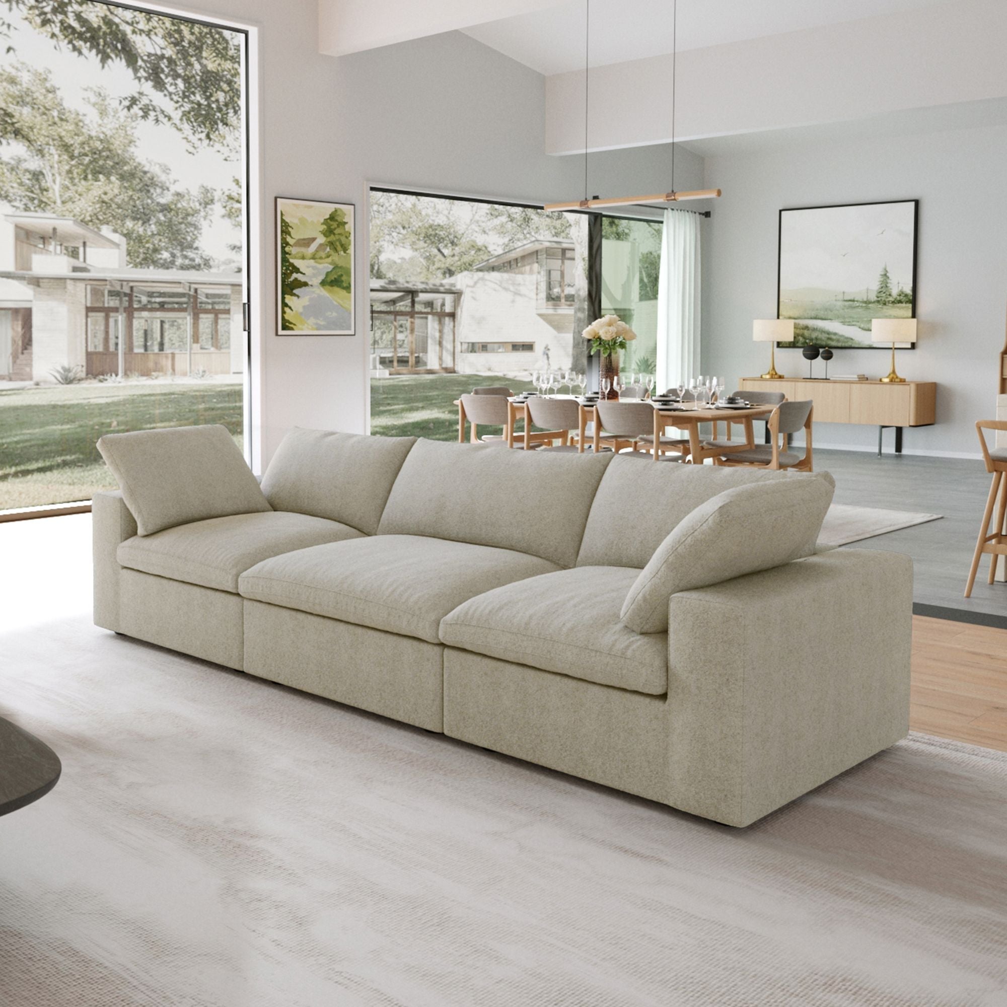 Skycloud Linen - Cotton Sectional Sofa - PDX Furnish