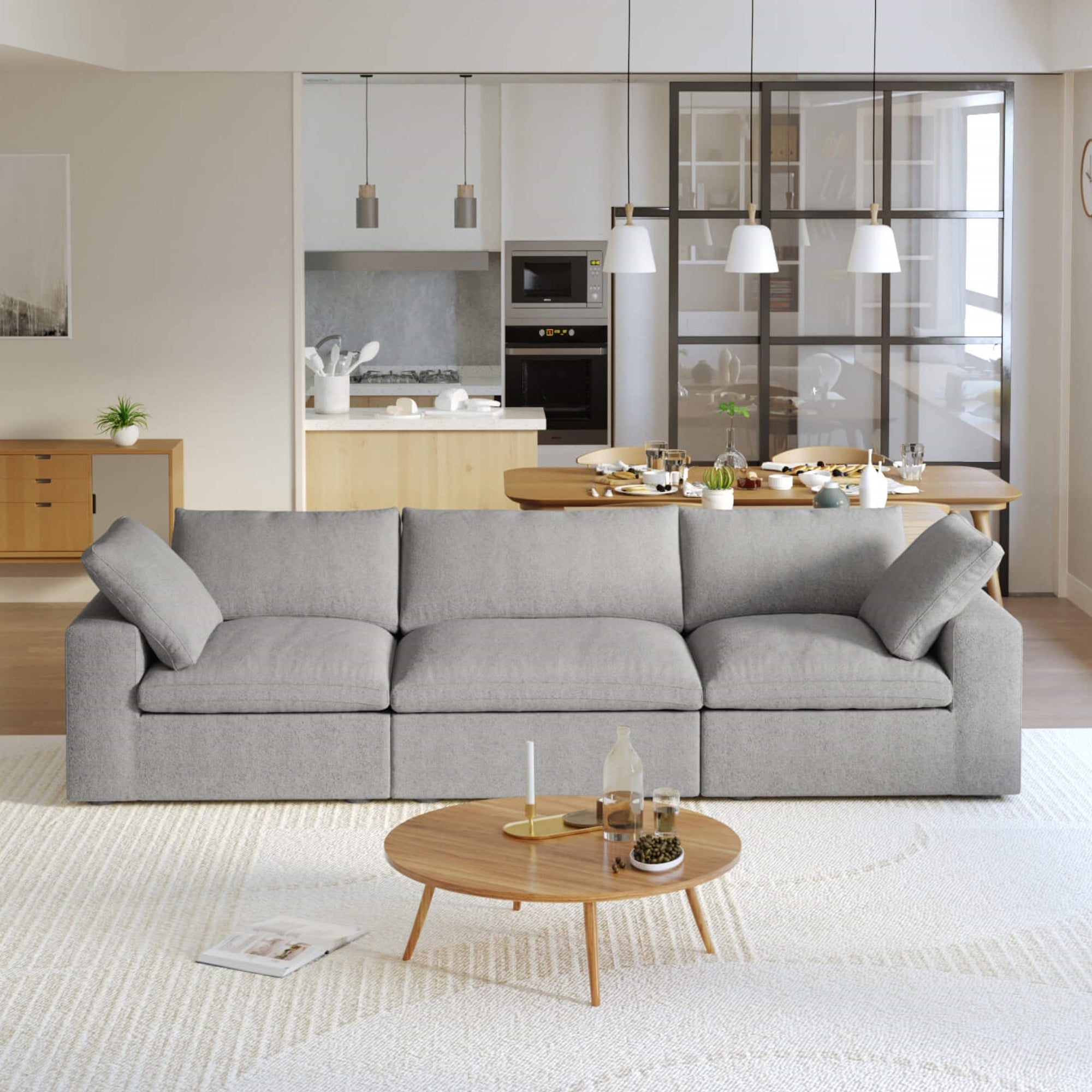 Skycloud Linen - Cotton Sectional Sofa - PDX Furnish