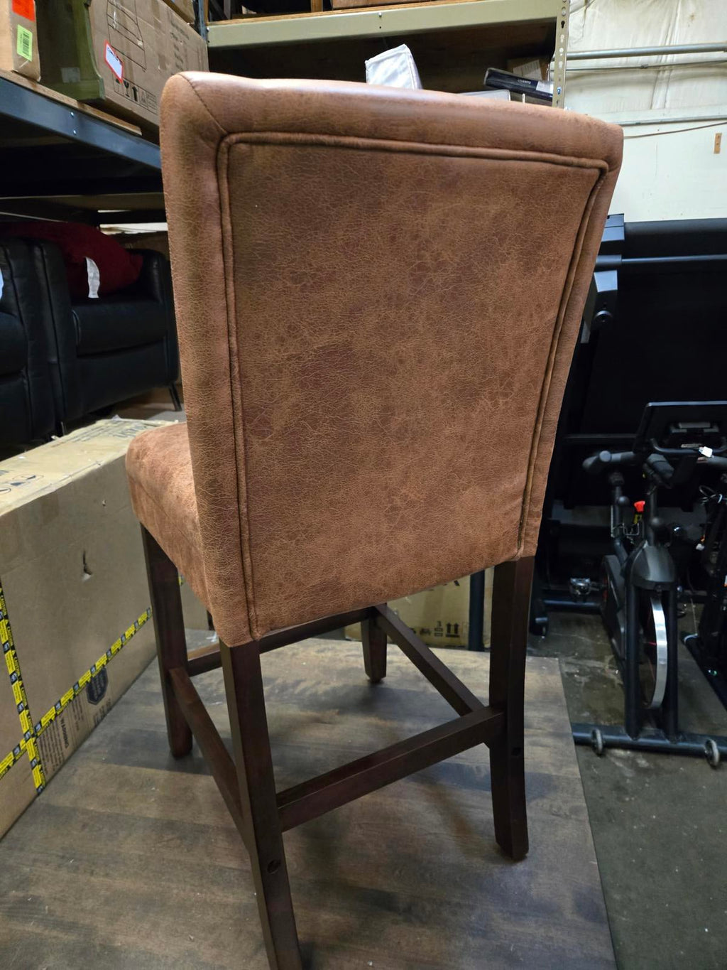 Taib Faux Leather Upholstered Counter Stool, Brown, Like New - PDX Furnish