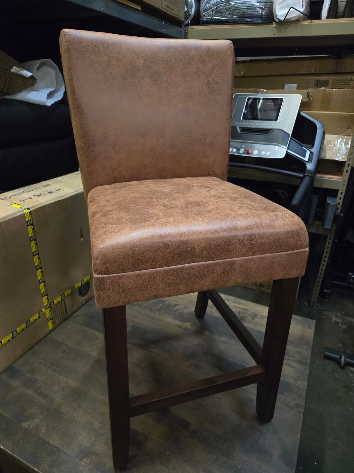 Taib Faux Leather Upholstered Counter Stool, Brown, Like New - PDX Furnish