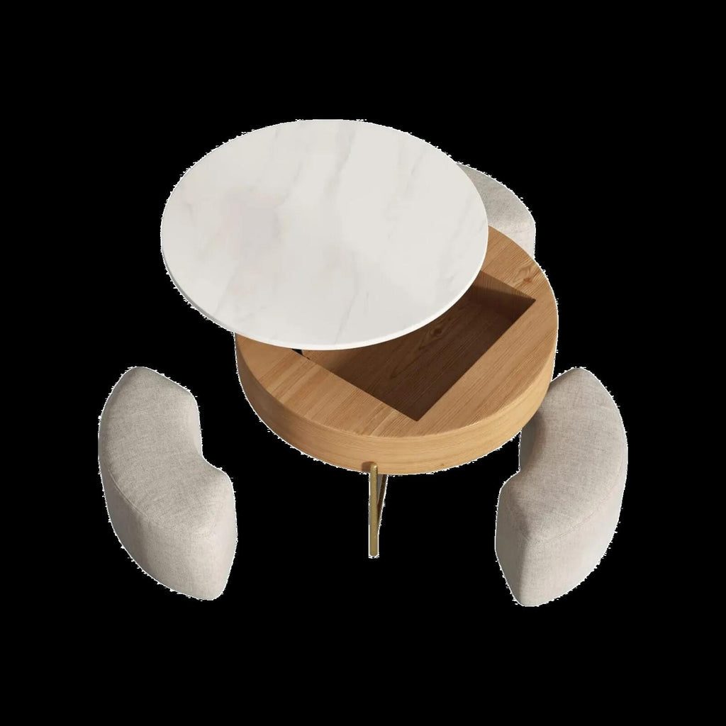 Terra Lunar Coffee Tables | Marble Top 31" Round White with Classic Gold Base - PDX Furnish