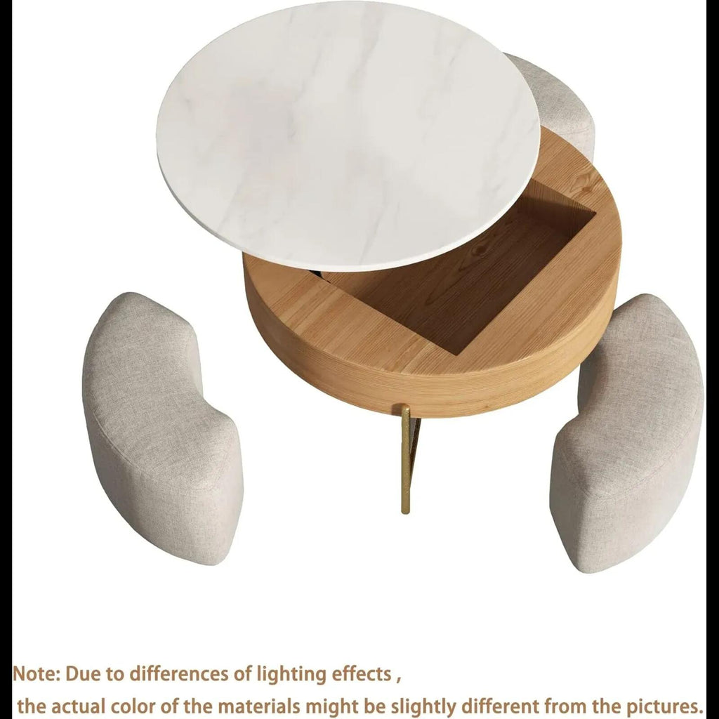 Terra Lunar Coffee Tables | Marble Top 31" Round White with Classic Gold Base - PDX Furnish