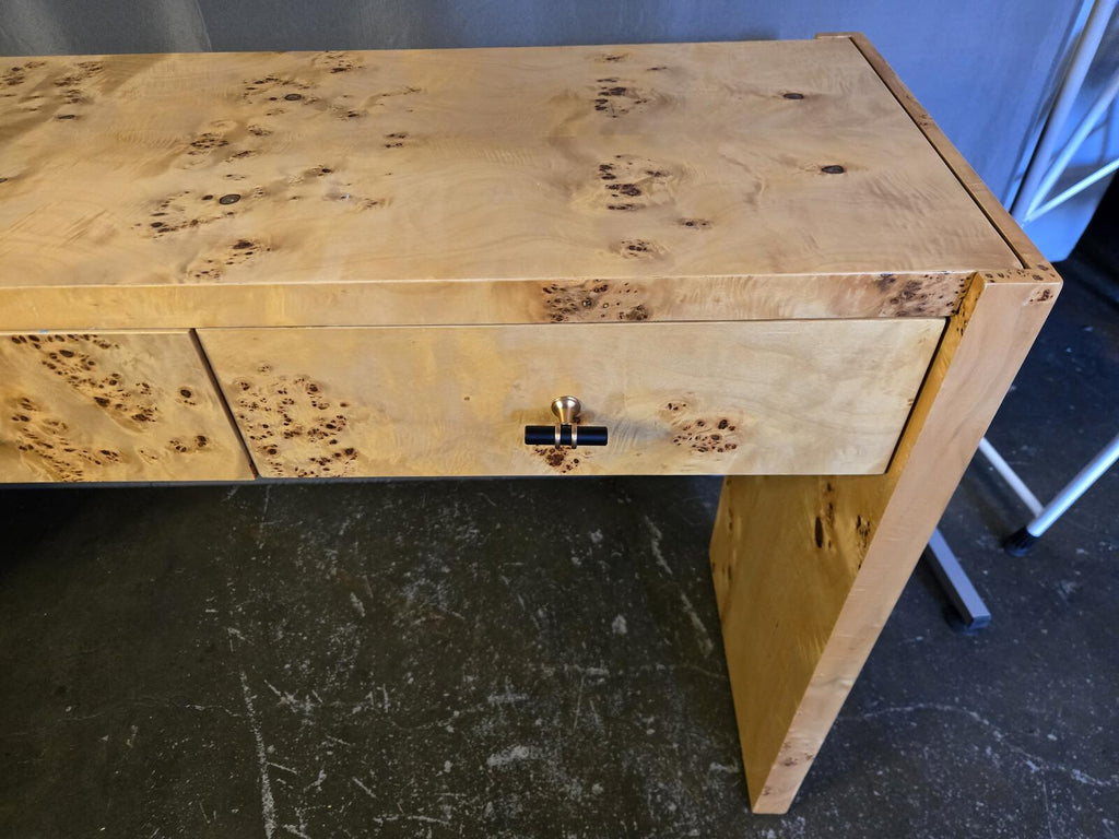Vintage Faux Burl Wood Console Table with Drawers - PDX Furnish