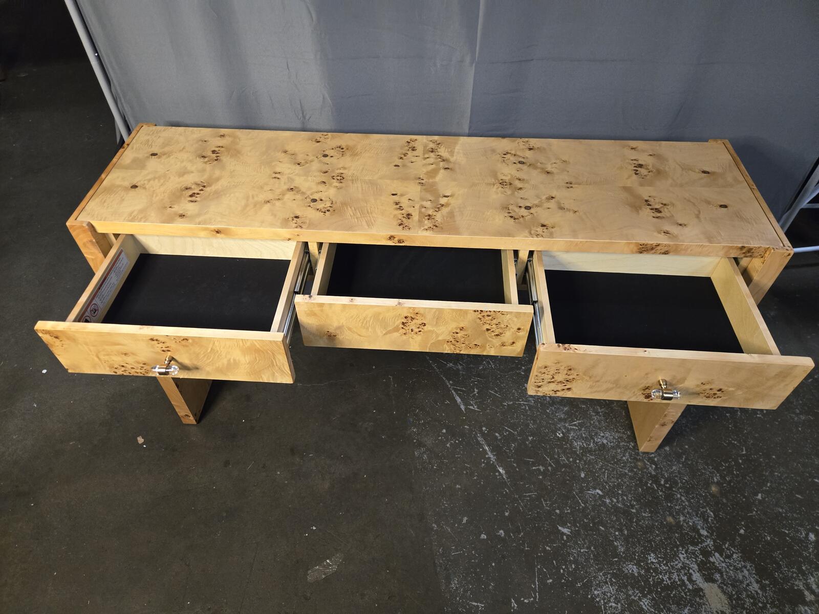 Vintage Faux Burl Wood Console Table with Drawers - PDX Furnish