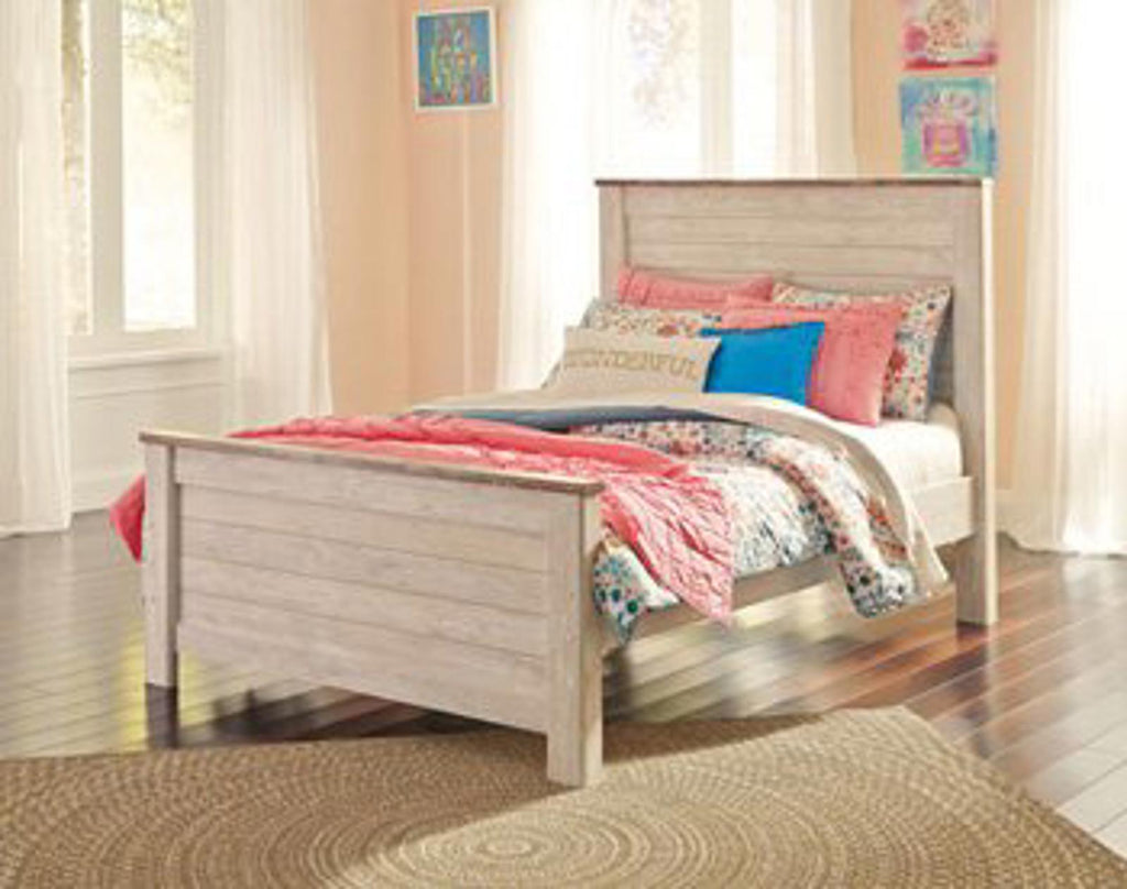 Willowton Cottage Farmhouse Bed Frame, Full, Whitewash - PDX Furnish