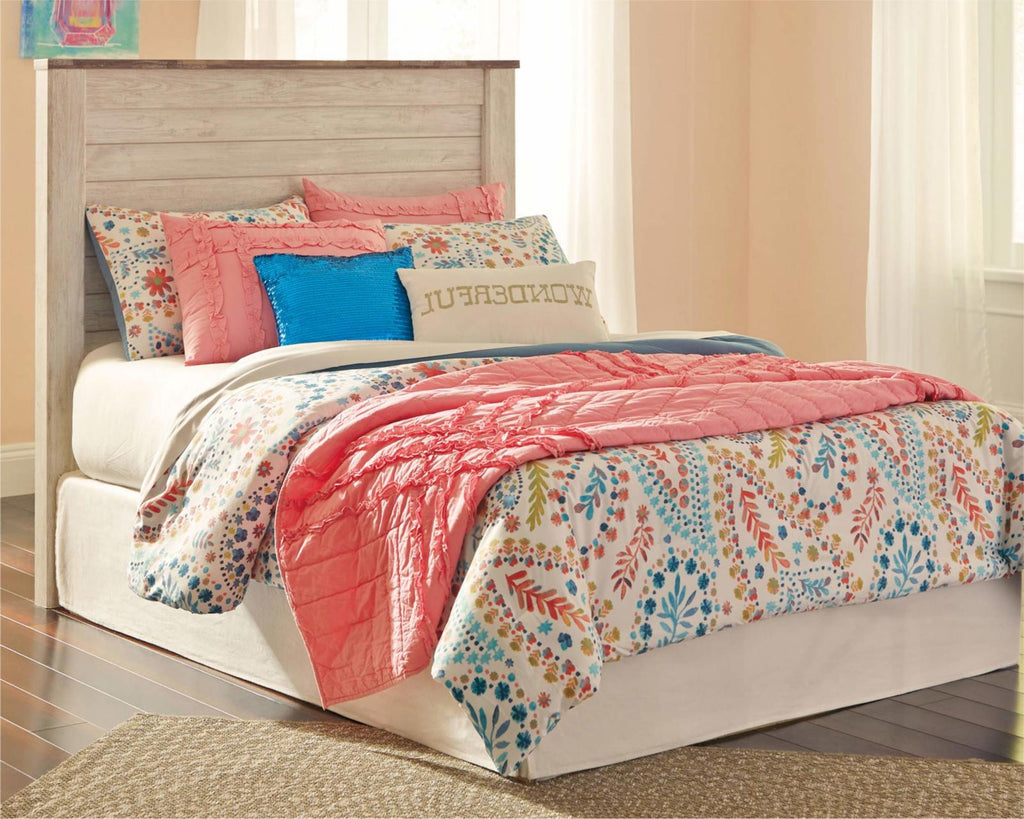 Willowton Cottage Farmhouse Bed Frame, Full, Whitewash - PDX Furnish