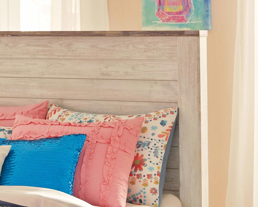 Willowton Cottage Farmhouse Bed Frame, Full, Whitewash - PDX Furnish