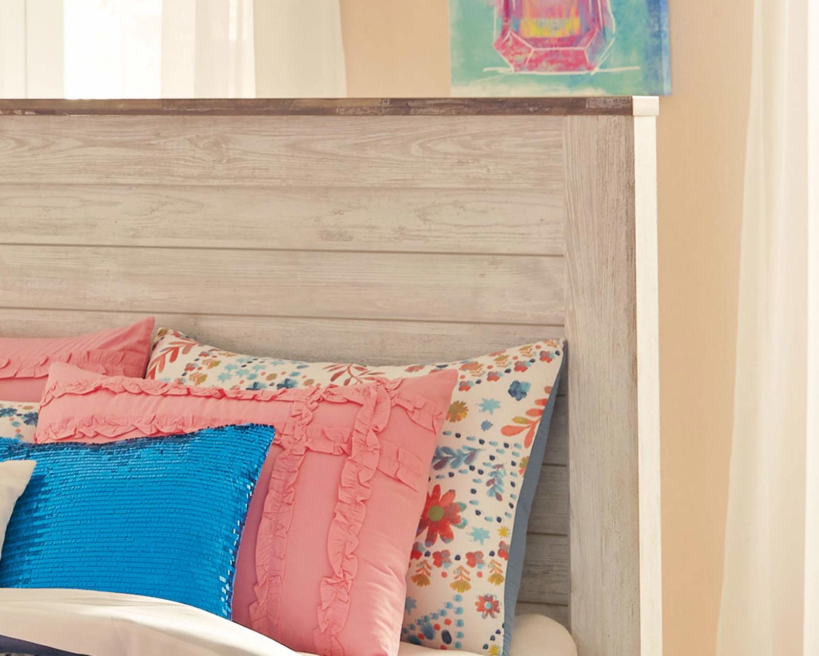 Willowton Cottage Farmhouse Bed Frame, Full, Whitewash - PDX Furnish