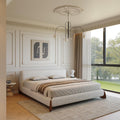 Wood and Boucle King/Queen Platform Bed Frame - PDX Furnish