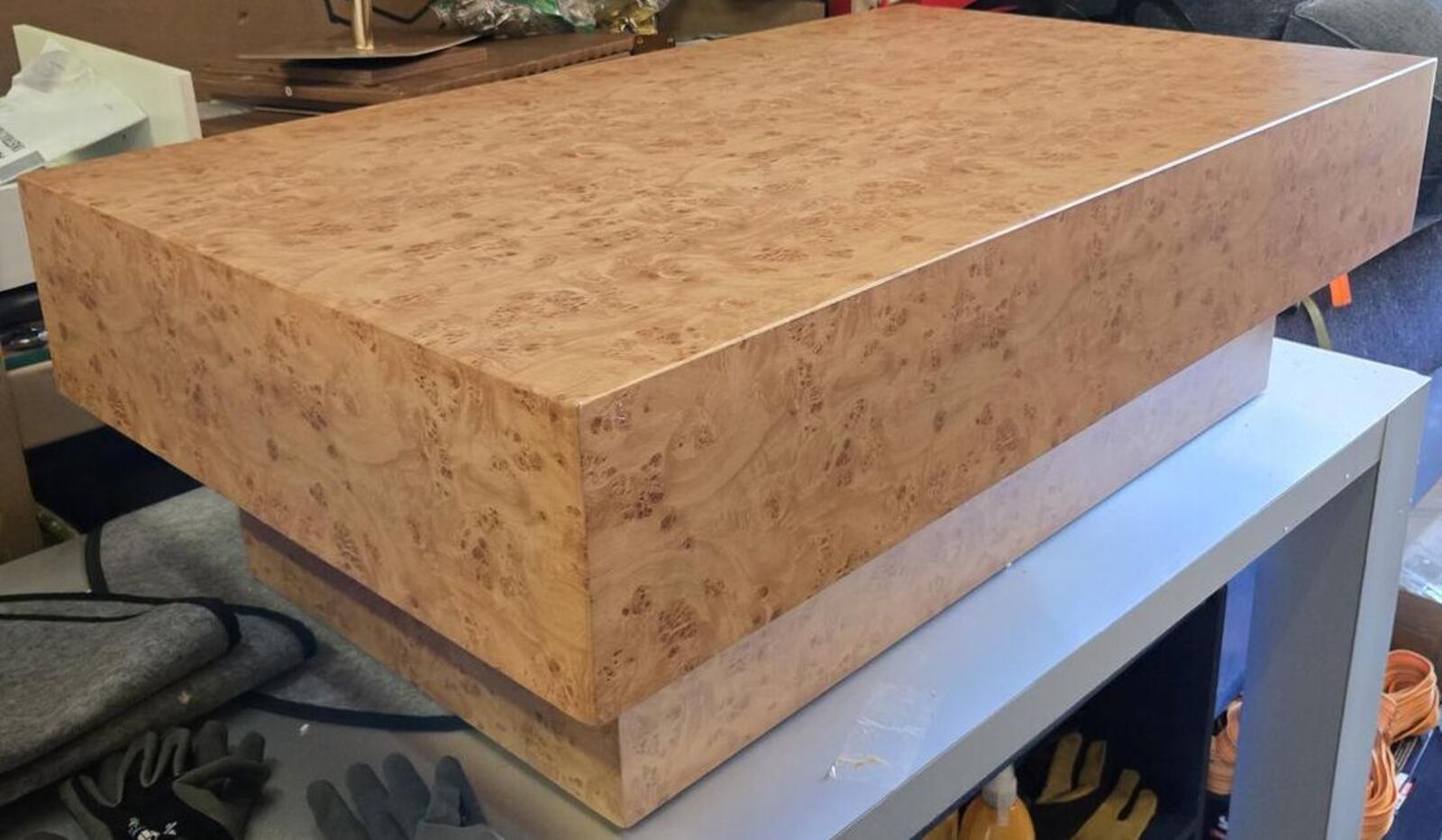 Wooden Coffee Table with Faux Burl Pattern, Sturdy and gorgeous piece, like new condition - PDX Furnish