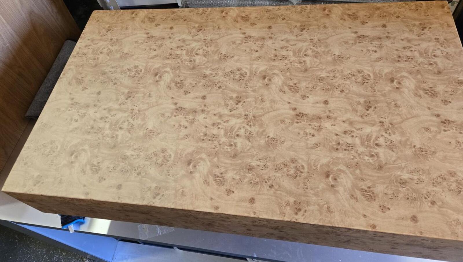 Wooden Coffee Table with Faux Burl Pattern, Sturdy and gorgeous piece, like new condition - PDX Furnish